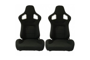 Καθίσματα Bucket Rs Ύφασμα Μαύρο Με Άσπρες Ραφές Ζευγάρι 2 Τεμαχίων