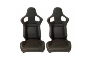 Καθίσματα Bucket Rs Δερματίνη Μαύρο Με Άσπρες Ραφές Ζευγάρι 2 Τεμαχίων