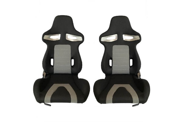 Καθίσματα Bucket GT-Sport Ύφασμα Μαύρο Γκρι Ζευγάρι 2 Τεμαχίων
