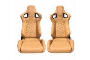 Καθίσματα Bucket Rs Δερματίνη Μπεζ Με Μπεζ Ραφές Ζευγάρι 2 Τεμαχίων