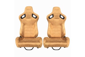 Καθίσματα Bucket R8 Suede Αλκαντάρα Μπεζ Ζευγάρι 2 Τεμαχίων