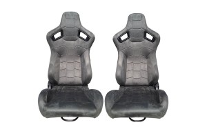 Καθίσματα Bucket R8 Suede Αλκαντάρα Γκρι Ζευγάρι 2 Τεμαχίων