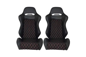 Καθίσματα Bucket Zeus M-Power Δερματίνη/Suede Μαύρα Tricolor Με Tri-Color Ραφές Ζευγάρι 2 Τεμαχίων