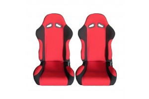 Καθίσματα Bucket Poseidon Ύφασμα Μαύρο/Κόκκινο Ζευγάρι 2 Τεμαχίων