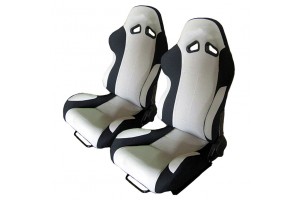 Καθίσματα Bucket Poseidon Ύφασμα Μαύρο/Γκρι Ζευγάρι 2 Τεμαχίων