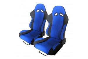 Καθίσματα Bucket Poseidon Ύφασμα Μαύρο/Μπλε Ζευγάρι 2 Τεμαχίων