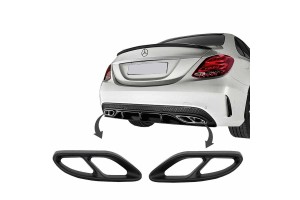 Καπάκια Μαύρα Για Μπούκες Εξάτμισης Amg Look Για Mercedes-Benz W212 Fl / W166 C292 / W117 / W205 / X253 / W253