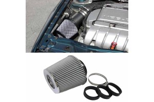 Φιλτροχοάνη Αυτοκινήτου Διπλής Ροής Universal Tenzo-R Με 3 Αντάπτορες Φ60/65/70mm Ασημί