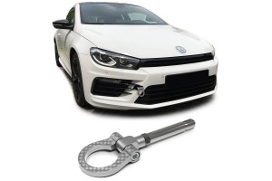 Γάντζος Ρυμούλκησης Tow Hook Carbon Ασημί Για Vw Golf Scirocco Passat / Seat Ibiza Leon