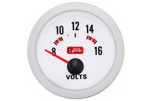 Βολτόμετρο Auto Gauge Λευκό 52mm 12 Volt