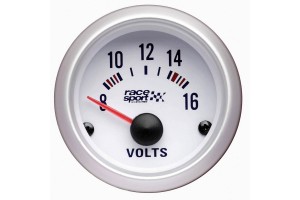 Βολτόμετρο Racesport Λευκό 52mm 12 Volt GAUG484