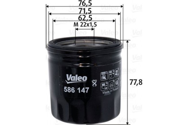 Valeo Φίλτρο Λαδιού - 586147