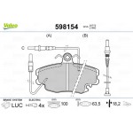 Valeo Σετ τακάκια, Δισκόφρενα - 598154