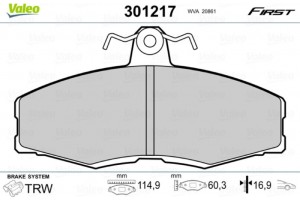 Valeo Σετ τακάκια, Δισκόφρενα - 301217