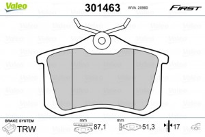 Valeo Σετ τακάκια, Δισκόφρενα - 301463