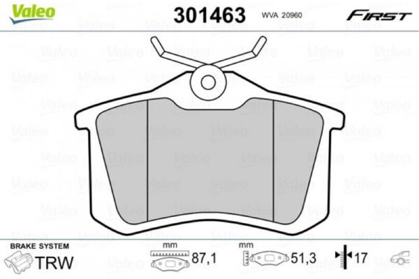 Valeo Σετ τακάκια, Δισκόφρενα - 301463