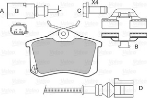 Valeo Σετ τακάκια, Δισκόφρενα - 598180