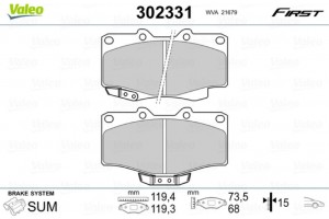 Valeo Σετ τακάκια, Δισκόφρενα - 302331