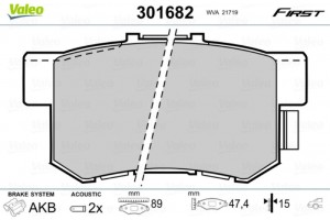 Valeo Σετ τακάκια, Δισκόφρενα - 301682