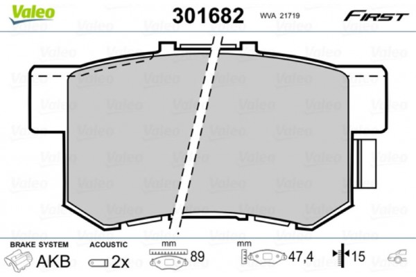 Valeo Σετ τακάκια, Δισκόφρενα - 301682