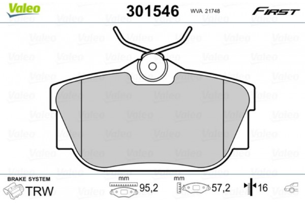 Valeo Σετ τακάκια, Δισκόφρενα - 301546