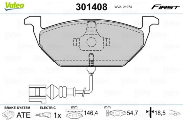 Valeo Σετ τακάκια, Δισκόφρενα - 301408