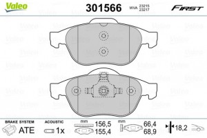 Valeo Σετ τακάκια, Δισκόφρενα - 301566