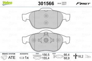 Valeo Σετ τακάκια, Δισκόφρενα - 301566