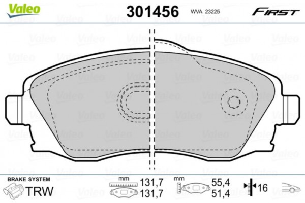 Valeo Σετ τακάκια, Δισκόφρενα - 301456