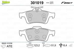 Valeo Σετ τακάκια, Δισκόφρενα - 301019