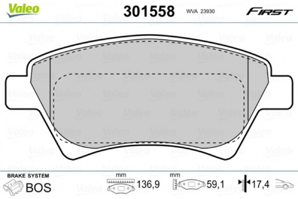 Valeo Σετ τακάκια, Δισκόφρενα - 301558