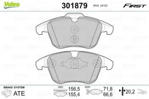Valeo Σετ τακάκια, Δισκόφρενα - 301879
