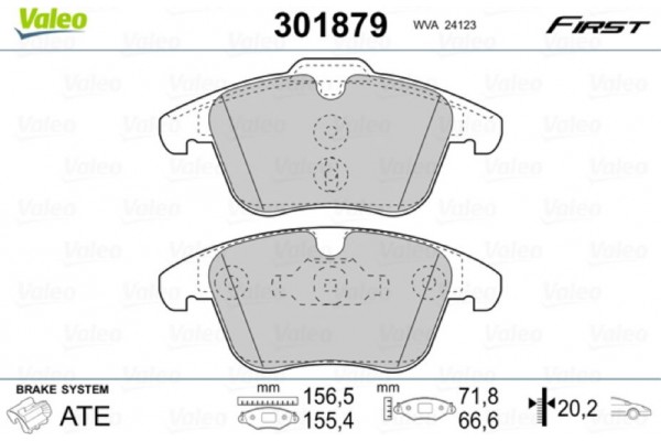 Valeo Σετ τακάκια, Δισκόφρενα - 301879
