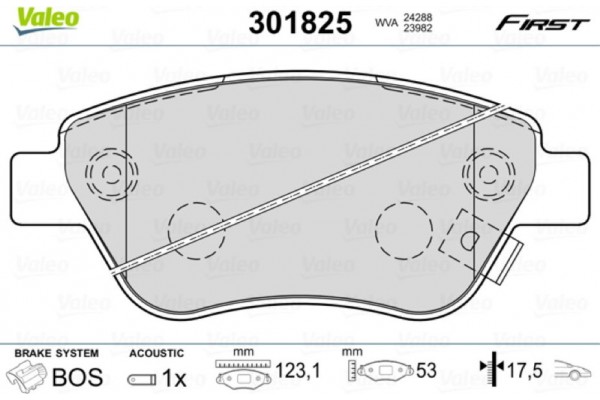 Valeo Σετ τακάκια, Δισκόφρενα - 301825
