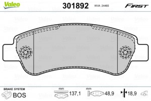 Valeo Σετ τακάκια, Δισκόφρενα - 301892