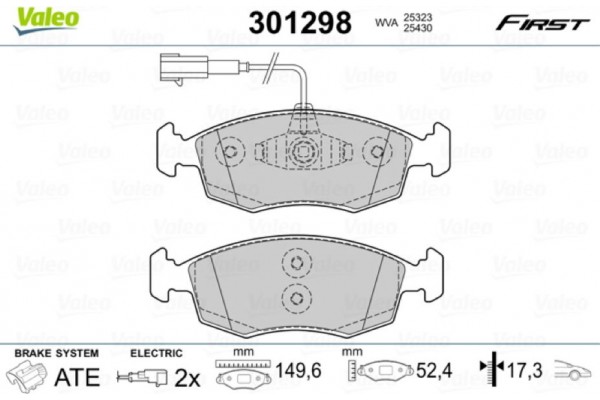 Valeo Σετ τακάκια, Δισκόφρενα - 301298