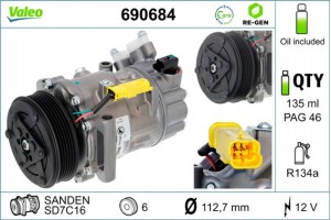 Valeo Συμπιεστής, συστ. Κλιματισμού - 690684