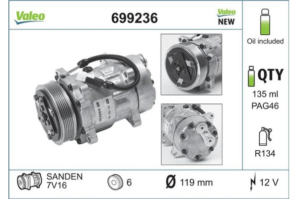 Valeo Συμπιεστής, συστ. Κλιματισμού - 699236