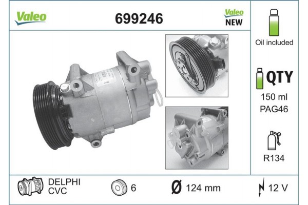 Valeo Συμπιεστής, συστ. Κλιματισμού - 699246