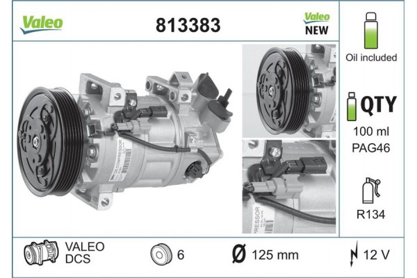 Valeo Συμπιεστής, συστ. Κλιματισμού - 813383