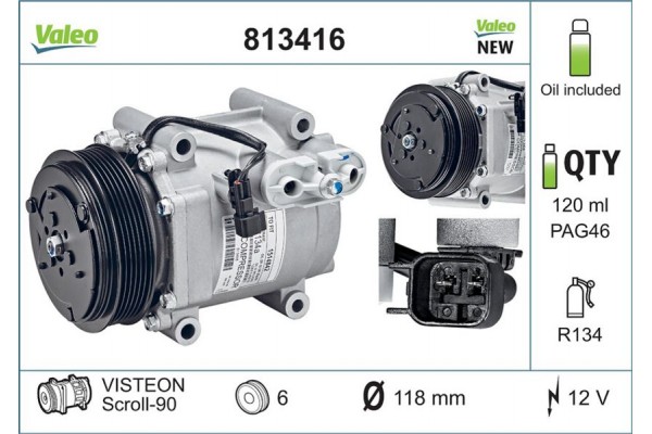 Valeo Συμπιεστής, συστ. Κλιματισμού - 813416