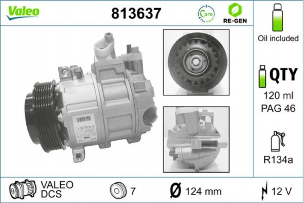 Valeo Συμπιεστής, συστ. Κλιματισμού - 813637 Valeo Συμπιεστής, συστ. Κλιματισμού - 813637