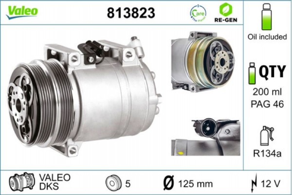 Valeo Συμπιεστής, συστ. Κλιματισμού - 813823 Valeo Συμπιεστής, συστ. Κλιματισμού - 813823