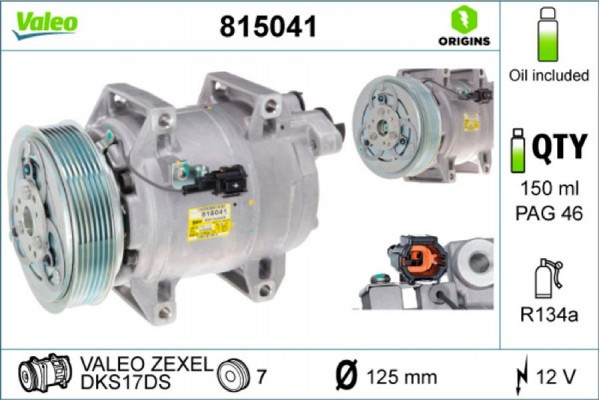 Valeo Συμπιεστής, συστ. Κλιματισμού - 815041 Valeo Συμπιεστής, συστ. Κλιματισμού - 815041