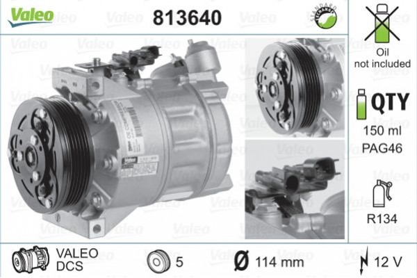 Valeo Συμπιεστής, συστ. Κλιματισμού - 813640