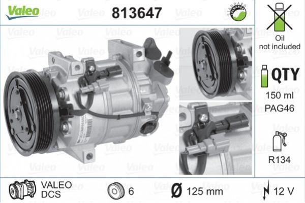 Valeo Συμπιεστής, συστ. Κλιματισμού - 813647